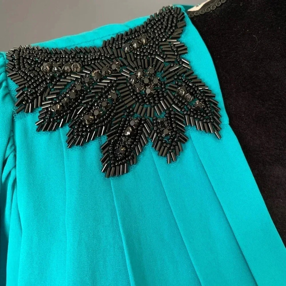Bellatrix Embellished Shoulder Faux Wrap Blouse - Picture 9 of 14
